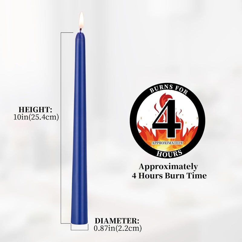 KONNI 0.87×10 Inch Blue Taper Candles, Unscented and Smokeless Tall Candlesticks, 10 Pack Tapered Candles with Cotton Wicks, Long Burning, Ideal for Weddings, Dinner Parties, and Home Décor - Image 3